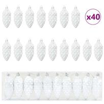 vidaXL Kalėdų puošmena su pušų kankorėžiais 40 vnt. Balta 4 x 9 cm