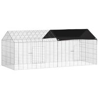 vidaXL Triušių narvas Sidabro 200 x 78 x 78 cm Cinkuota plienas