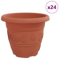 vidaXL Apvalus gėlių vazonas 24 vnt. Raudona plyta Ø 22 x 18 cm