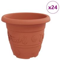 vidaXL Apvalus gėlių vazonas 24 vnt. Raudona plyta Ø 26 x 21.5 cm