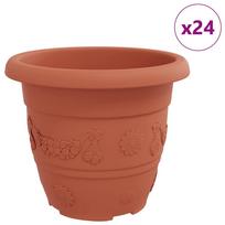 vidaXL Apvalus gėlių vazonas 24 vnt. Raudona plyta Ø 30 x 25 cm
