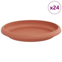 vidaXL Apvalus gėlių padėklas 24 vnt. Raudona plyta Ø 14 x 2 cm