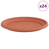 vidaXL Apvalus gėlių padėklas 24 vnt. Raudona plyta Ø 27 x 2,5 cm