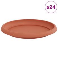 vidaXL Apvalus gėlių padėklas 24 vnt. Raudona plyta Ø 21,5 x 2,5 cm
