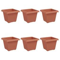 vidaXL Kvadratinis gėlių vazonas 6 vnt. Raudona plyta 20 x 20 x 16 cm