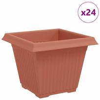 vidaXL Kvadratinis gėlių vazonas 24 vnt. Raudona plyta 38 x 38 x 30 cm