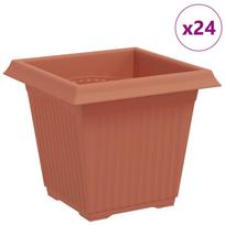 vidaXL Kvadratinis gėlių vazonas 24 vnt. Raudona plyta 16 x 16 x 14 cm