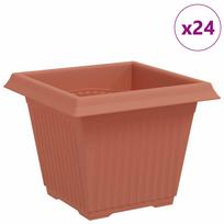 vidaXL Kvadratinis gėlių vazonas 24 vnt. Raudona plyta 33 x 33 x 26 cm