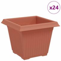 vidaXL Kvadratinis gėlių vazonas 24 vnt. Raudona plyta 20 x 20 x 16 cm