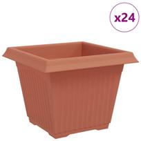vidaXL Kvadratinis gėlių vazonas 24 vnt. Raudona plyta Plastmasė