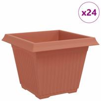 vidaXL Kvadratinis gėlių vazonas 24 vnt. Raudona plyta Plastmasė