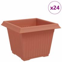 vidaXL Kvadratinis gėlių vazonas 24 vnt. Raudona plyta Plastmasė