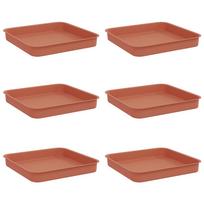 vidaXL Kvadratinis gėlių padėklas 6 vnt. Raudona plyta 15 x 15 x 2 cm