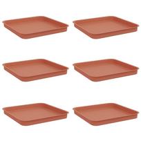 vidaXL Kvadratinis gėlių padėklas 6 vnt. Raudona plyta 21 x 21 x 2 cm