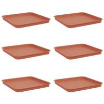 vidaXL Kvadratinis gėlių padėklas 6 vnt. Raudona plyta Plastmasė