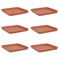 vidaXL Kvadratinis gėlių padėklas 6 vnt. Raudona plyta 36 x 36 x 3 cm