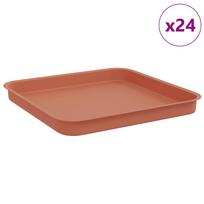 vidaXL Kvadratinis gėlių padėklas 24 vnt. Raudona plyta 21 x 21 x 2 cm