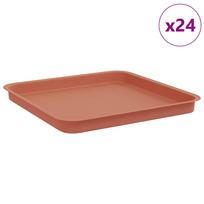 vidaXL Kvadratinis gėlių padėklas 24 vnt. Raudona plyta 36 x 36 x 3 cm