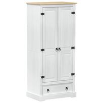 vidaXL Spintos su stalčių Balta 76 x 50 x 170 cm Kietos pušies mediena