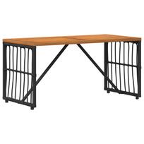 vidaXL Lauko stalas Juodas 80 x 40 x 40 cm Plienas ir poli ratanas