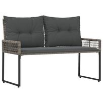 vidaXL Lauko suolas Pilkas 118 x 55 x 82 cm PE rotangas ir audinys