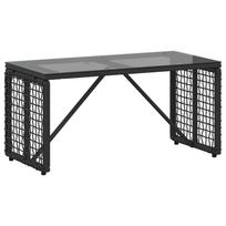 vidaXL Lauko stalas Juodas 80 x 40 x 40 cm PE Rattan ir Stiklas