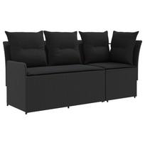 vidaXL 2 vnt. Sofa su porankiais su kampine sofa PE ratanas Juoda