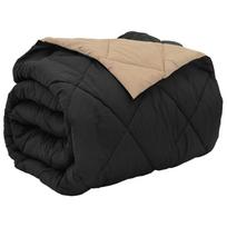 vidaXL Pilna metų antklodė Juoda ir taupe 220 x 240 cm Mikropluoštas