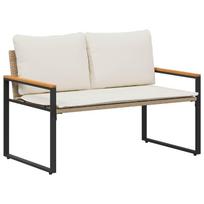 vidaXL suoliukas Bežė ir kreminė balta 115 x 65 x 72 cm Ratanas