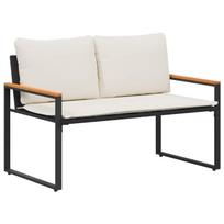 vidaXL suoliukas Juoda ir kreminė balta 115 x 65 x 72 cm Ratanas
