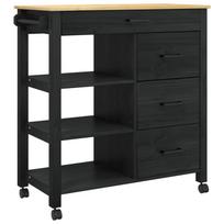 vidaXL Virtuvės vežimėlis MONZA Juodas 84 x 40 x 88,5 cm