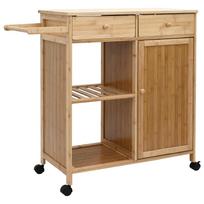 vidaXL Virtuvės vežimėlis su ratais Natūrali 90,5 x 36 x 86,5 cm