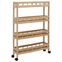 vidaXL Virtuvės vežimėlis su ratais Natūrali 60 x 18 x 97 cm Bambukas