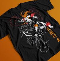 Bleach Ichigo marškinėliai Kurosaki Mėnulis Kawai Anime Manga Juodi marškinėliai Tee VISI DYDŽIAI XL black