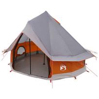 vidaXL Tipi palapinė 4 asmeniui Pilka ir oranžinė