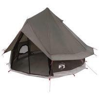 vidaXL Tipi palapinė 4 asmeniui Ruda Pilka Poliesteris ir plienas