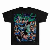 Chun-Li Street Fighter Game Merchandise Pattern Printing Summer Luxury Brand Pure Cotton Men's and Women's T-shirt Short Sleeve 4XL blue