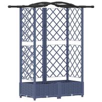 vidaXL Pakeltas lovas su trelėmis ir stogu Pilka 124 x 40 x 123 cm PP