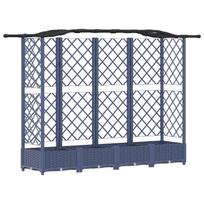vidaXL Pakeltas lovas su trelėmis ir stogu Pilka 203,5 x 40 x 123 cm