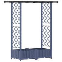 vidaXL Pakeltas lovas su trelėmis ir stogu Pilka 122,5 x 40 x 121 cm