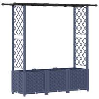 vidaXL Pakeltas lovas su trelėmis ir stogu Pilka 162,5 x 40 x 136 cm
