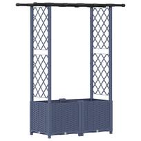 vidaXL Pakeltas lovas su trelėmis ir stogu Pilka 124,5 x 40 x 136 cm