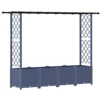 vidaXL Pakeltas lovas su trelėmis ir stogu Pilka 203 x 40 x 136 cm PP