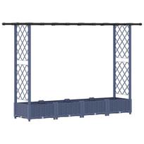 vidaXL Pakeltas lovas su trelėmis ir stogu Pilka 203 x 40 x 121 cm PP