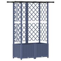 vidaXL Pakeltas lovas su trelėmis ir stogu Pilka 124 x 40 x 136 cm PP