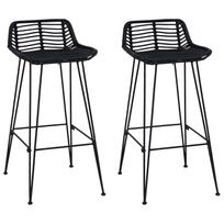 vidaXL Baro taburetė 2 pcs Juodas 44 x 46 x 91 cm Ratana ir Plienas