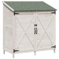 vidaXL Sodo Sandėlys Balta 106 x 56 x 113,5 cm Kietasis pušinis medis
