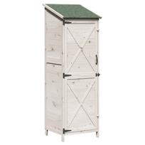 vidaXL Sodo Sandėlys Balta 59,5 x 56 x 176,5 cm Kietasis pušinis medis