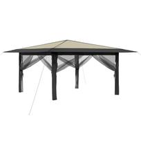 vidaXL Gazebo su 4 šoninėmis sienomis 4 x 4 m Kremo ir antracito