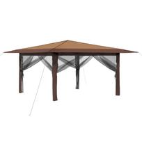 vidaXL Gazebo su 4 šoninėmis sienomis 4 x 4 m Bežinis ir Rudas